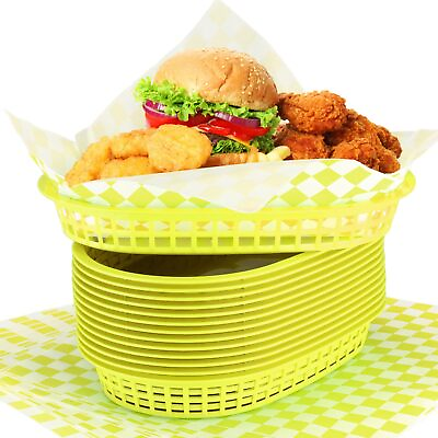 #ad 24 Pcs Fast Food Baskets with 100 Deli Liners Deli Baskets Food Baskets for S... $28.82