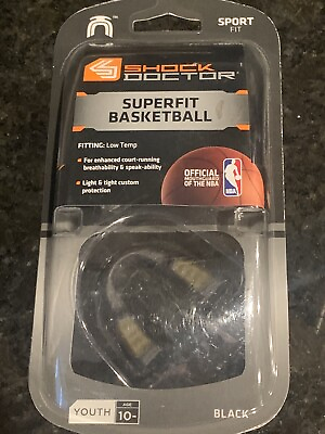 #ad Shock Doctor Superfit Basketball Mouth Guard Youth Age 10 Black Sport Fit $9.15