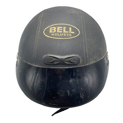 #ad #ad bell helmet motorcycle visor black vent leather wrapped size large buckle READ $45.99