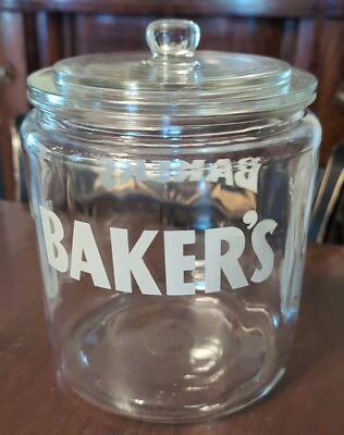 #ad Bakers Cocoa Glass Countertop Store Jar Advertising Screenprint $79.00