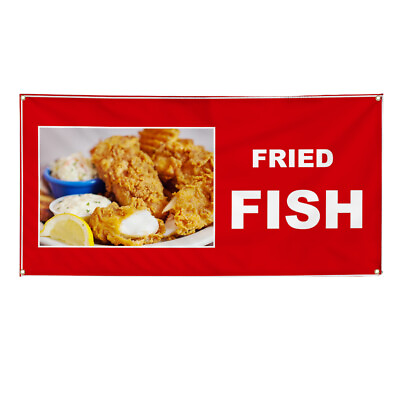 Vinyl Banner Multiple Sizes Fried Fish Food and Drink Restaurant and Food $149.99