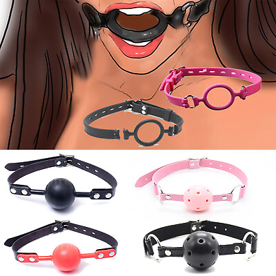 #ad Silicone Restraints Open Mouth O ring Gag Oral Roleplay Harness Lockable BDSM $7.99