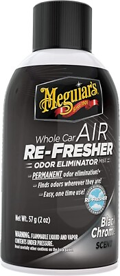 Meguiars G181302 Whole Car Air Re Fresher Odor Eliminator Black Chrome 2 oz $10.99
