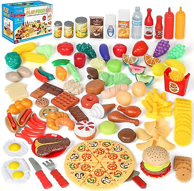 130pc Play Food Set for Kids amp; Toddlers Kitchen Toy Playset. Pretend Pla $25.95