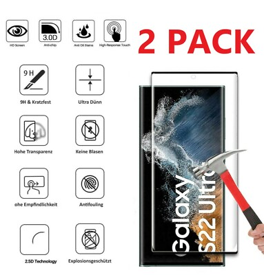 2 Pack Tempered Glass Screen Protector For Samsung Galaxy S23 S22 Plus Ultra $6.89