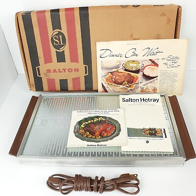 #ad Vtg Salton Hotray Automatic Food Warmer H 122 Tested Works Warming Tray Plate $25.97