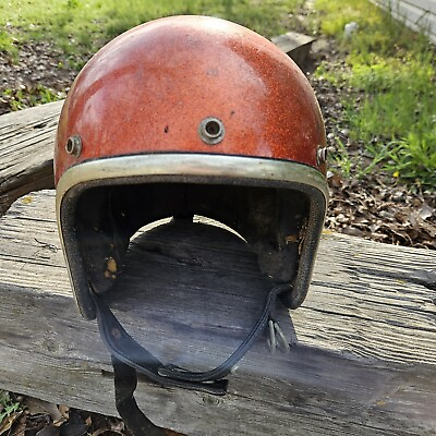#ad Vintage Arthur Fulmer Af 20 Red Metal Flake Sparkle Motorcycle Helmet No Size $79.99
