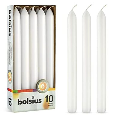 #ad BOLSIUS 10 Count Household White Dinner Candles 9 Inches Premium European $21.59