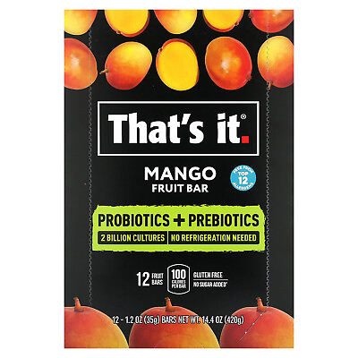 #ad Probiotics Prebiotics Fruit Bar Mango 12 Bars 1.2 oz 35 g Each $29.99