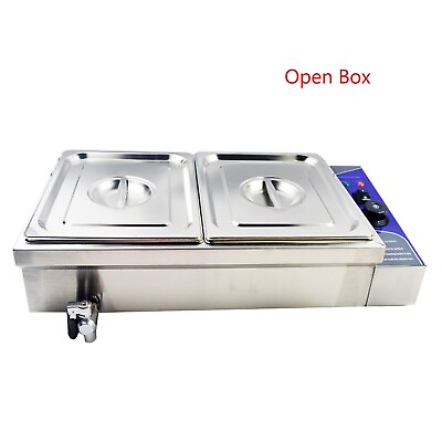 #ad Open Box 2x1 2 Pan 4#x27;#x27;Deep Stainless Steel Buffet Food Warmer 110V 1500W $135.00