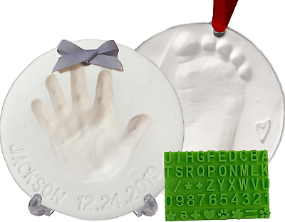 #ad Baby Handprint Footprint Keepsake Ornament Kit Makes 2 Bonus Stencil for Per $33.04