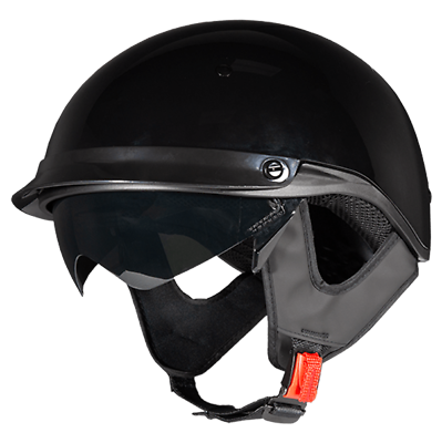 #ad Fulmer 305 Cortez Gloss Black Motorcycle Half Helmet Adult Size Small $34.99