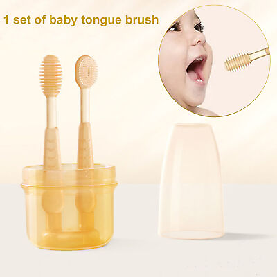 #ad #ad 1set Baby Mouth Cleaner Soft Hygienic Small Month old Baby Tongue Brush Silicone $8.17