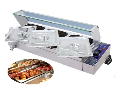 #ad 110V 3 Pan Commercial Stainless Steel Buffet Food Warmer with Removable Glass $327.75