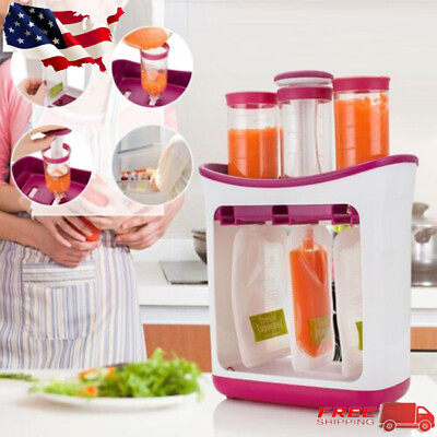 Baby Food Squeeze Station Infant Fresh Feeding Pouches Toddler Fruit Puree Maker $18.99