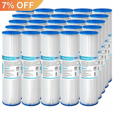 #ad #ad 25 Pack 10quot;x2.5quot; Whole House System Pleated Sediment Water Filter 5 20 50 Micron $8.36