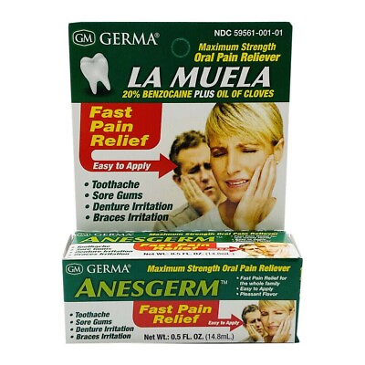 #ad Germa La Muela Anesgerm. Oral Pain Toothache Relief. Mouth Analgesic. 0.5 Fl.Oz $4.99