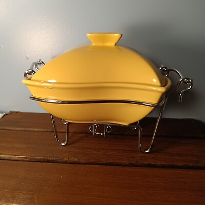 Vintage 1 Qt Buffet Chafing Casserole Dish With Lid Warming Stand Godinger $19.00