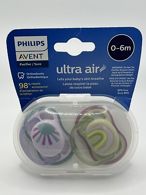 #ad Philips Avent Ultra Air Pacifier 0 6m 2 Pack Rainbow And Sun $7.50