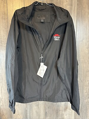 #ad Pizza Hut Windbreaker Mens L North End Vented Pockets Hood Employee Delivery NWT $24.95