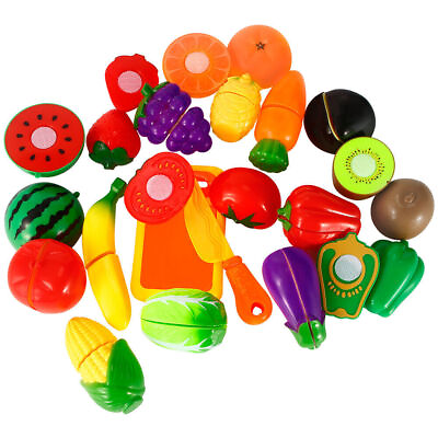 18pcs Pretend Play Food Set Kitchen Cutting Toy BPA Free Plastic Fruit Vegetable $10.33