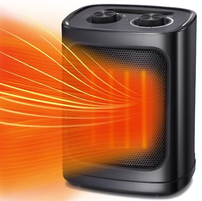 Portable Electric Ceramic Space Heater Fan Adjustable Thermostat 1500W for Room $40.99
