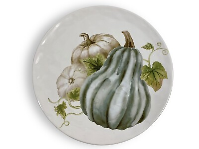 #ad Pier 1 Autumn Bliss Pumpkin Squash Ceramic White Salad Plate 8” Earthenware Fall $18.00