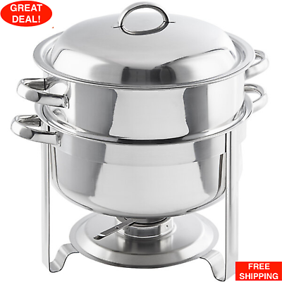 14 Qt. Round Full Size Stainless Steel Chrome Soup Chafer Catering Chafing Dish $82.99