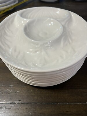 Set 8 California Pottery USA 452 Artichoke Plates White Glossy Vintage $140.00
