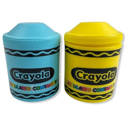 Lot Of 2 Crayola Insulated Containers for Kids Lunch Snack 2007 Yellow Blue $12.79