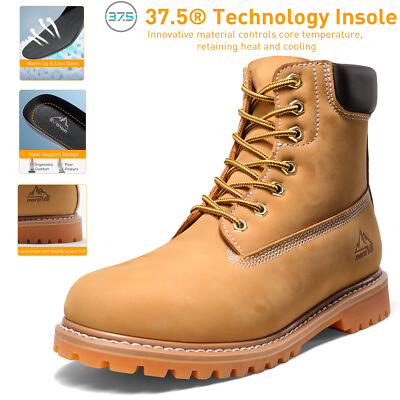 NORTIV 8 Men#x27;s Soft Toe Leather Work Boots Non slip Safety Construction Shoes US $21.99
