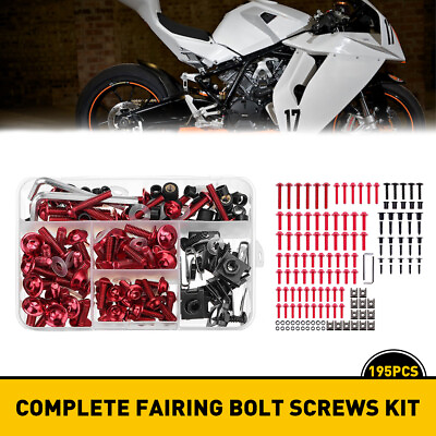 #ad Red Screws Complete Fairing Bolts Kit Body Hardware Shell Motorcycle Universal $20.99