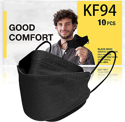 10 50 100 Pcs Black KF94 Protective Face Mask BFE ≤ 95% Disposable KF94 Masks $17.98