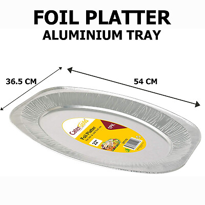 Aluminium Tin Foil Platters Buffet Disposable Catering Food Tray Plate 22quot; GBP 9.99