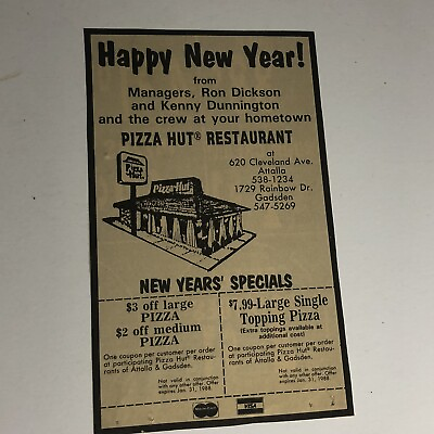 #ad 1988 Pizza Hut Small vintage Print Ad Advertisement pa7 $6.29