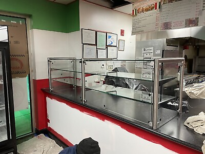 96quot; 8ft Pizza Display Case Glass Sneeze Guard All Stainless Steel W Two Shelves $4992.19