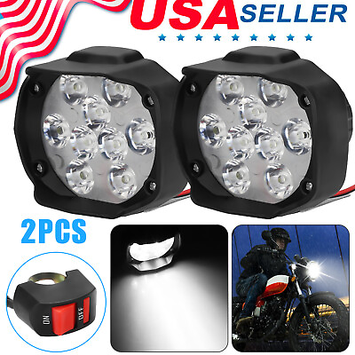 2x Universal Car ATV Motorcycle Lamp LED Lights Waterproof Fog Bright Headlight $11.98