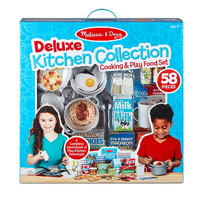 Melissa amp; Doug Deluxe Kitchen Collection Cooking amp; Play Food Set – 58 Pieces $32.53