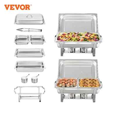 #ad 2Pack Chafing Dish Buffet Set Stainless Chafer w 2Fullamp;4Half Size Pans with Lid $190.35