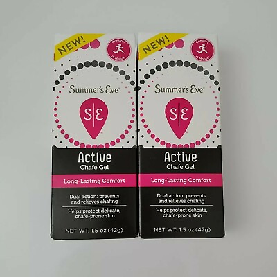 #ad Summers Eve Active Chafe Gel 1.5 Oz Prevent Relieve Chafing Lot of 2 Exp 12 22 $19.25