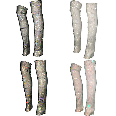 #ad Womens Fishnet Music Covers Fashion Leg Party Warmer Sexy Knee Sparkly Socks $9.19