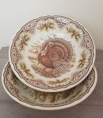 NEW 2 The Victorian English Pottery Thanksgiving Turkey 9quot; Serving Bowls $59.99