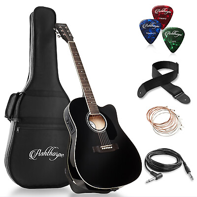 Full Size Cutaway Thinline Acoustic Electric Guitar with Gig Bag amp; EQ $99.99