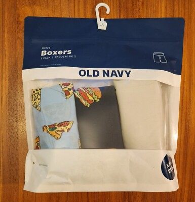 Old Navy Men#x27;s XXL Boxers 3 PACK Underwear Hamburgers Pizza Food #85323 $22.50
