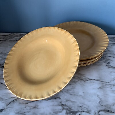 #ad 4 Pottery Barn 10quot; Pumpkin Pie Plates THANKSGIVING Dessert Dish Bowl $28.00
