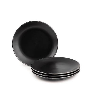 #ad Dinnerware Black Onyx Stoneware Salad Round Plates 4 Pack $15.86