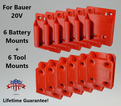 #ad Combo: 6 Battery 6 Tool Mounts Hangers Holders Brackets for Bauer 20V $19.99