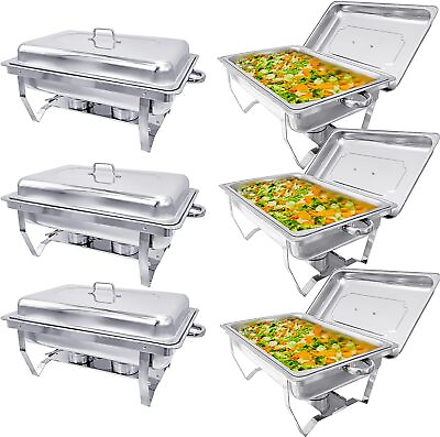 Chafing Dish Buffet Set Stainless Steel 6 Pack 8QT Catering Food Warmer $149.99