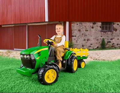Electric Cars for Kids To Ride On John Deere Tractor Battery Power Trailer Boys $429.95