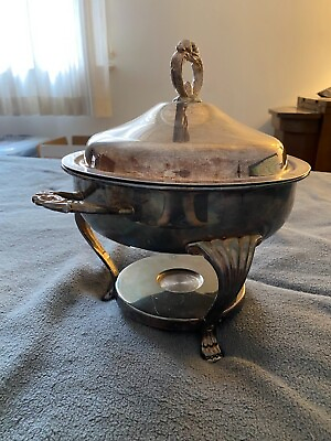 #ad #ad Vintage Leonard Silver Company Silver Plated Chafing Dish 9.5quot; Diameter $9.97
